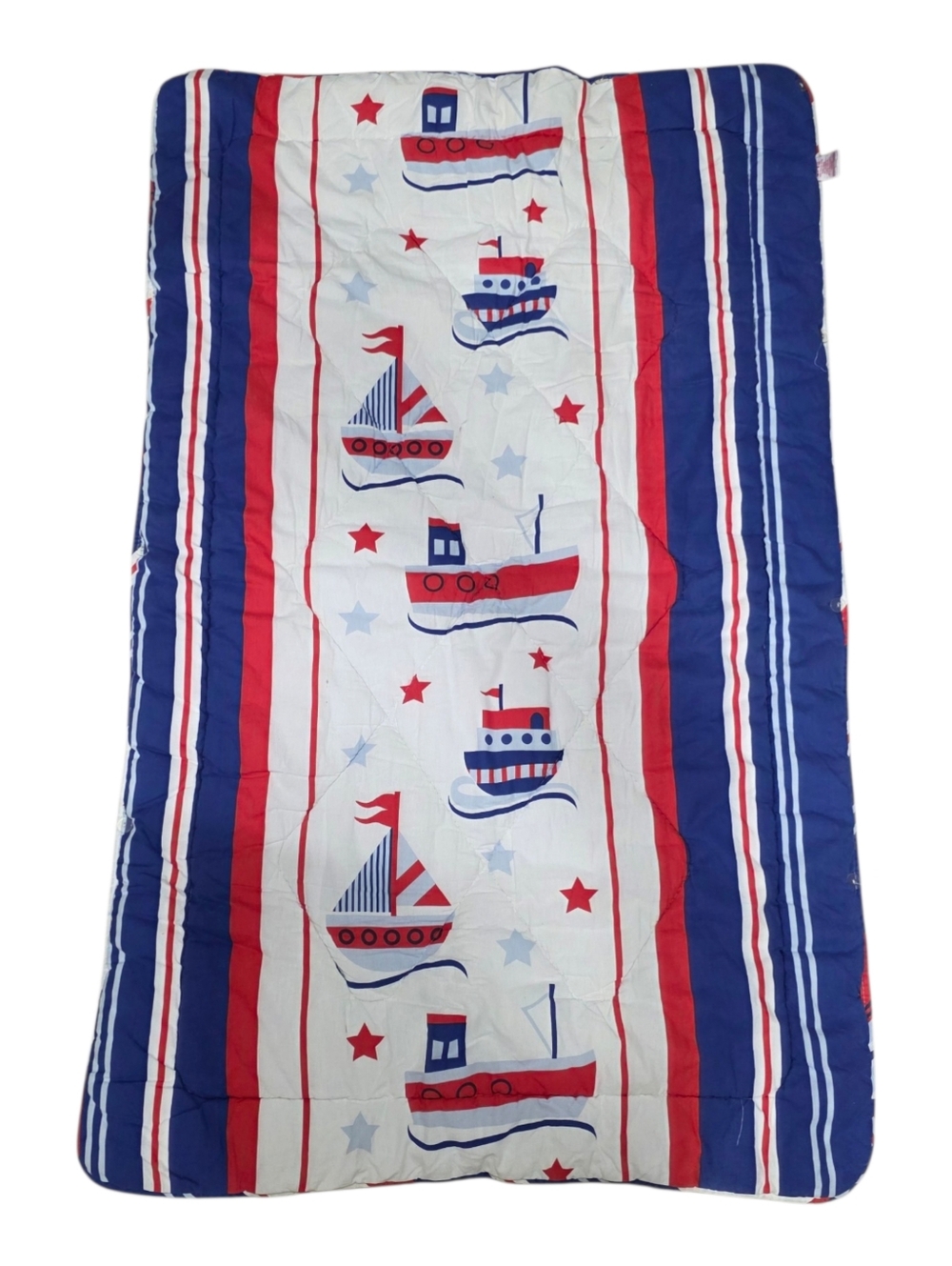 Cotton Box Nautical Red, White & Blue Boat Print Quilted Kids Comforter Blanket